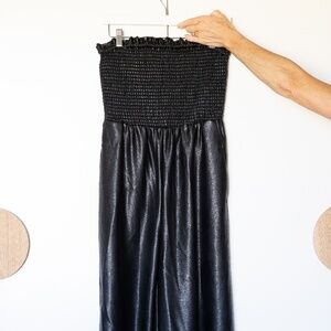 Anthropologie Strapless Pleather Jumpsuit